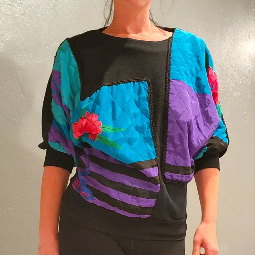 80s quilted patchwork blouse vintage Bonnie and Bill